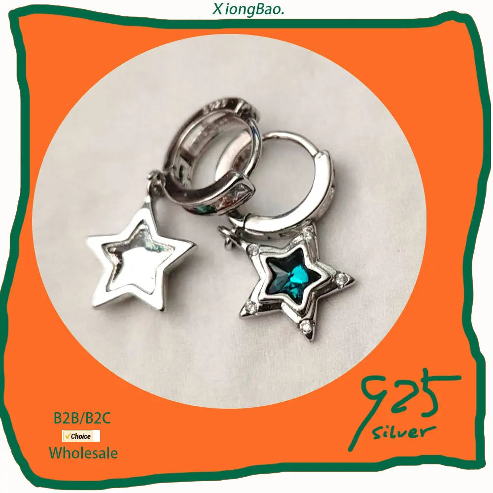 925 Sterling Silver Geometry Asymmetric Earring for Women Girl Simple Office Jewelry Gift Dropshipping