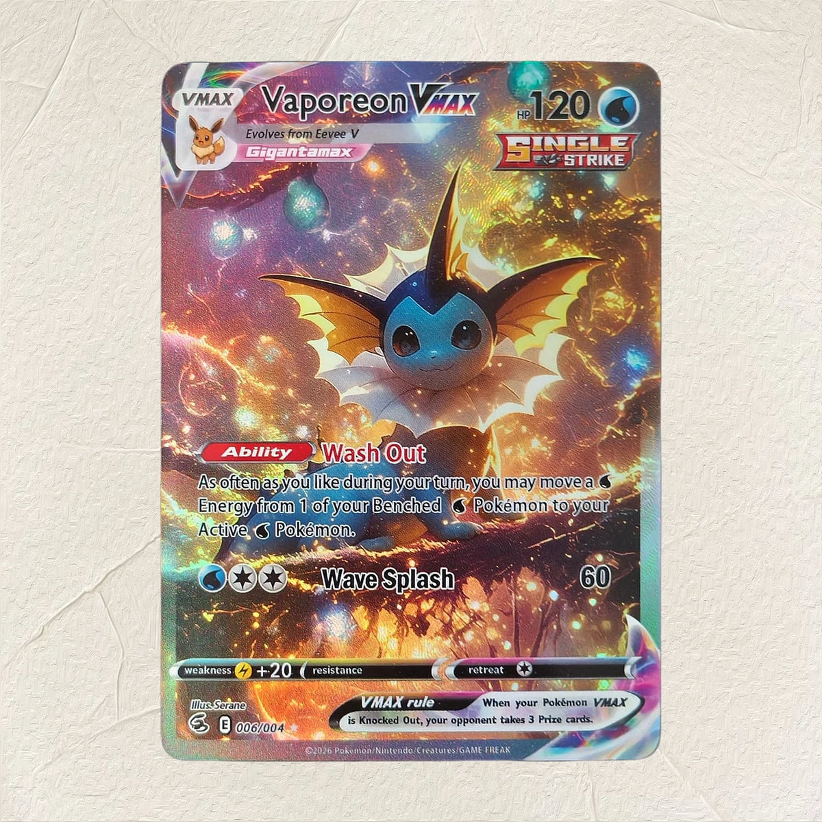 English Jolteon VMAX 006/008 DIY Holographic Foil Texture Card, Perfect Condition Premium Anime Collection Card