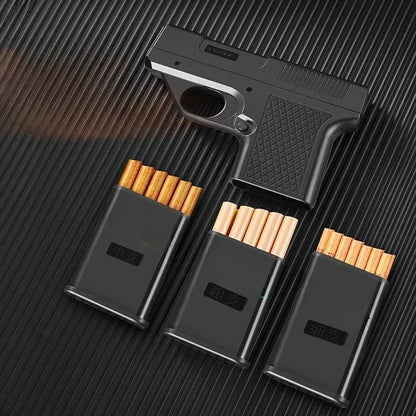 2026 New Clip Gun Type Butane Gas Lighter Three Capacity Cigarette Holder Windproof Jet Blue Flame Lighters Men's Gifts (NO GAS)