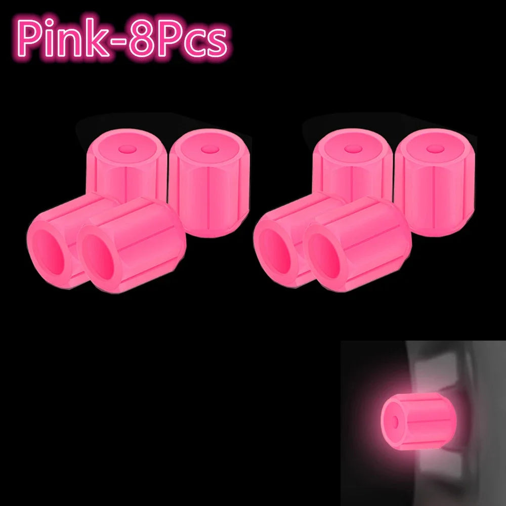 Luminous Tires Valve Caps Car Styling Universal Fluorescent Tire Valves Cap Car Motorcycle Bike Wheel Plug Tyre Hub Cover Decor