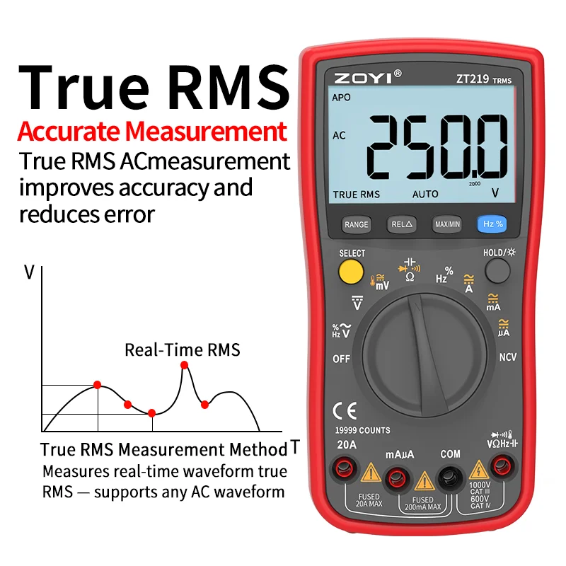 ZT219 Digital Multimeter 19999 Counts True Rms Multimeters AC/DC Current Meter Voltimetro Profesional Voltage Tester F
