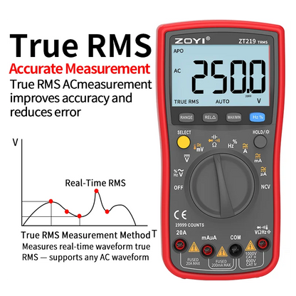 ZT219 Digital Multimeter 19999 Counts True Rms Multimeters AC/DC Current Meter Voltimetro Profesional Voltage Tester F