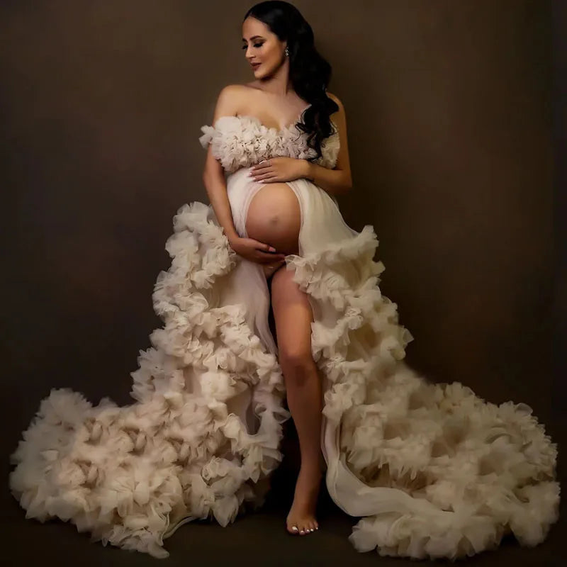 Sexy Maternity Gowns Photoshoot  Ruffles baby shower платье для беременных فساتين حوامل vestidos para embarazadas photoshoot