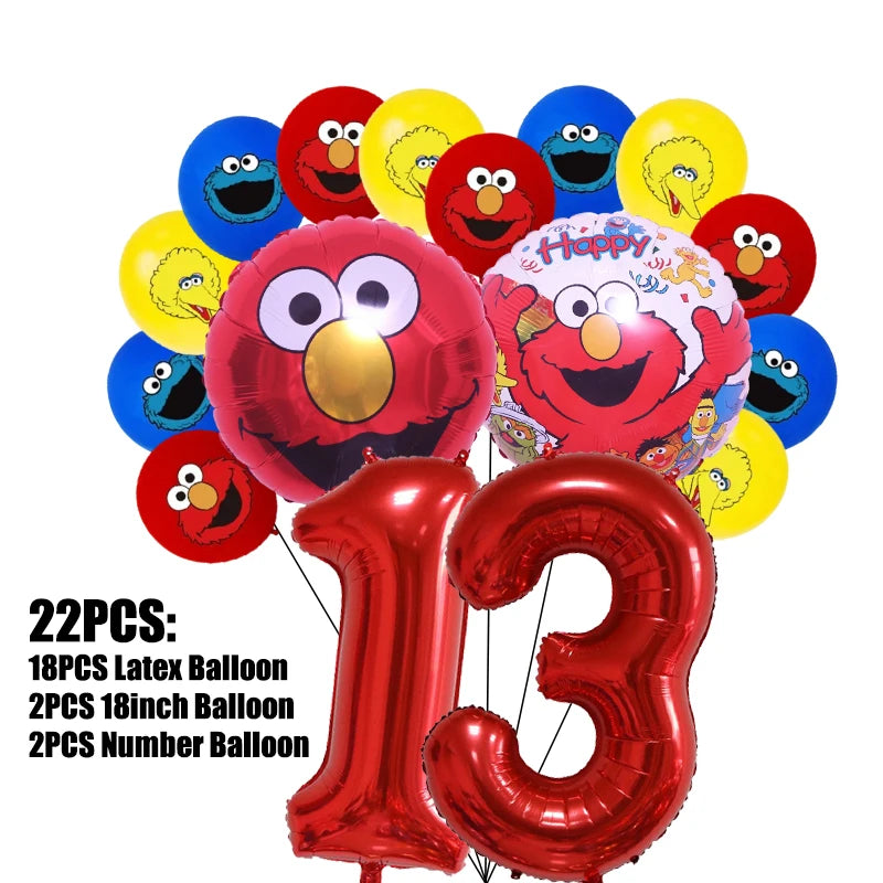 Birthday Party Decoration Set Supplies Cartoon Sesame Streets Birthday Party Supplies Tableware Balloon Cake Topper Banner Plate