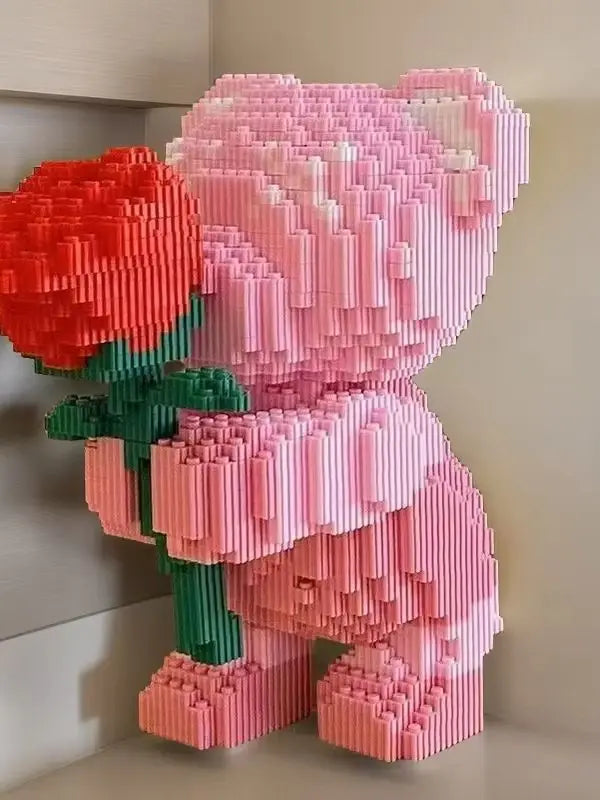 1,236 pieces of Love Bear Building Blocks, handcrafted DIY 3D puzzle assembly kit, perfect for decorating bedrooms/living rooms.