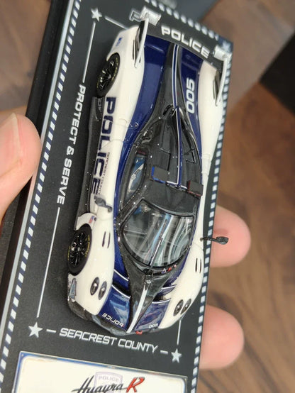 In stock DMY 1:64 Huayao R police car 005 resin miniature replica car model,adult statue,boy toy,children's holiday gift