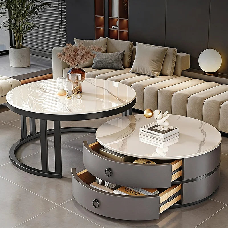 European Elegant Coffee Tables Multifunction Trendy Modern Minimalist Coffee Tables With Drawers Storage Mesa Centro Furniture