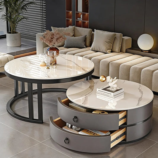European Elegant Coffee Tables Multifunction Trendy Modern Minimalist Coffee Tables With Drawers Storage Mesa Centro Furniture