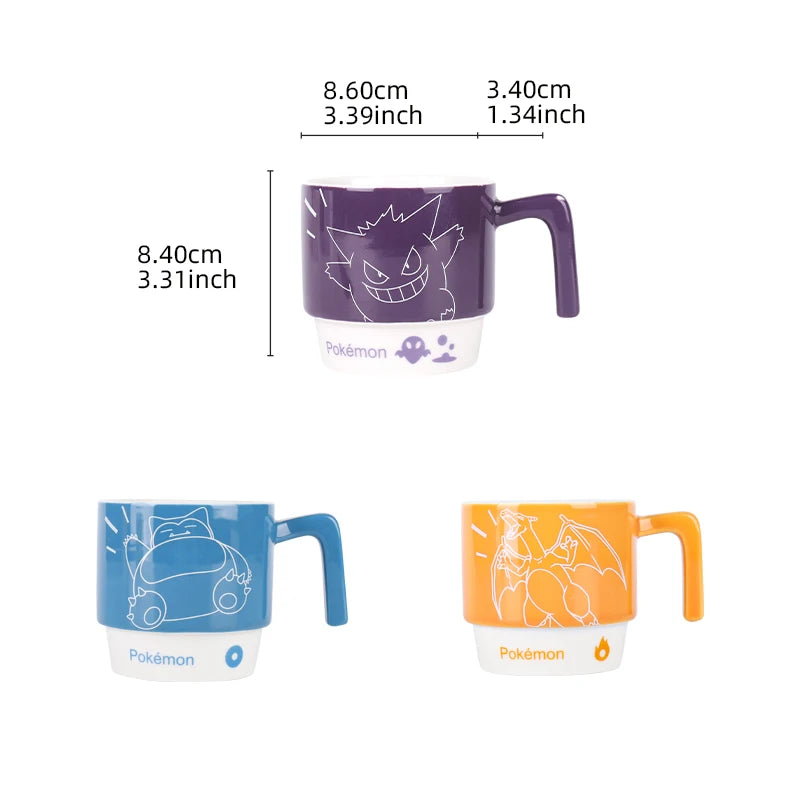 Pokémon Licensed Cartoon Ceramic Mugs Stackable Coffee Milk Tea Cups Kids Coffee Cups Breakfast Milk Juice Cup
