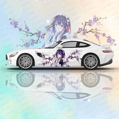 Genshin Impact Raiden Shogun Anime Car Body Stickers Anime Itasha Car Side Decal Sticker Car Body Sticker Car Body Decor Sticker