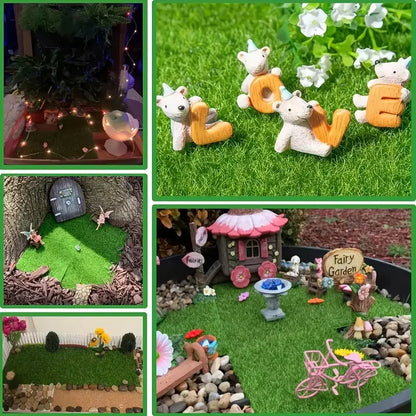 15/30/50cm Quadrate Fairy Garden Grass Mat Green Artificial Lawn Turf Carpet Fake Sod Garden Moss For Dollhouse Decal Toy House