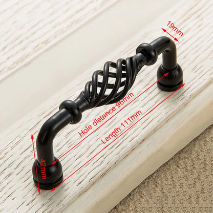 Vintage Antique Bronze Cabinet Handles Hollow Out Birdcage Handles Drawer Knobs Wardrobe Door Pullers Furniture Handle