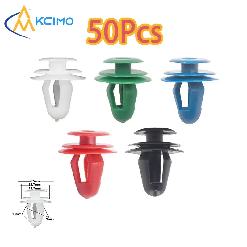 50 Pcs Universal Car Push Fastener Clips Kit - Mixed Sizes for Most Auto Body Panel Repairs Automotive Plastic Retainer Clips