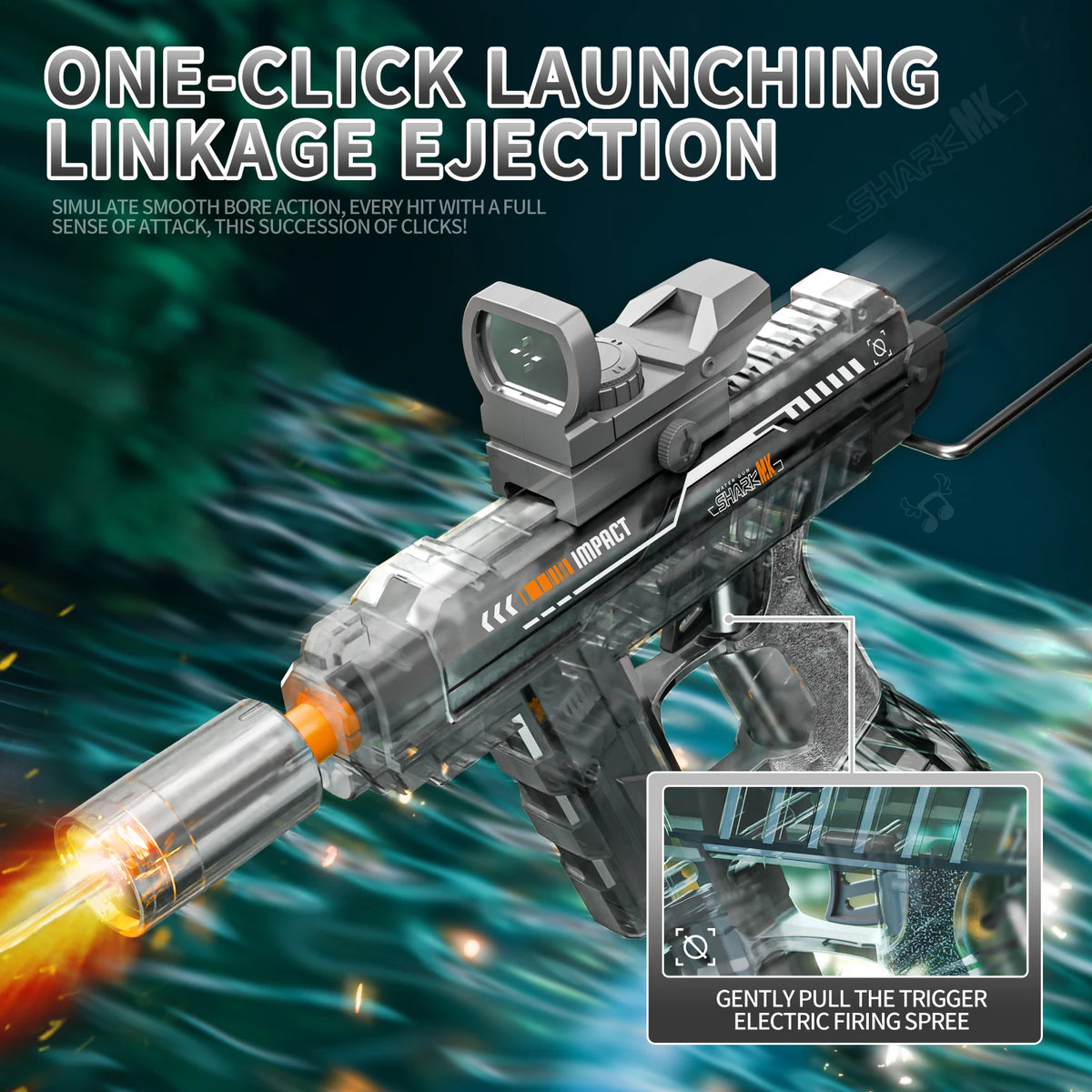 Flashing Lights UZI Electric High-Speed Continuous Water Gun, Children's Toy, Men's Large Capacity Water Gun
