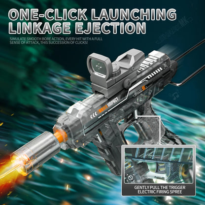 Flashing Lights UZI Electric High-Speed Continuous Water Gun, Children's Toy, Men's Large Capacity Water Gun