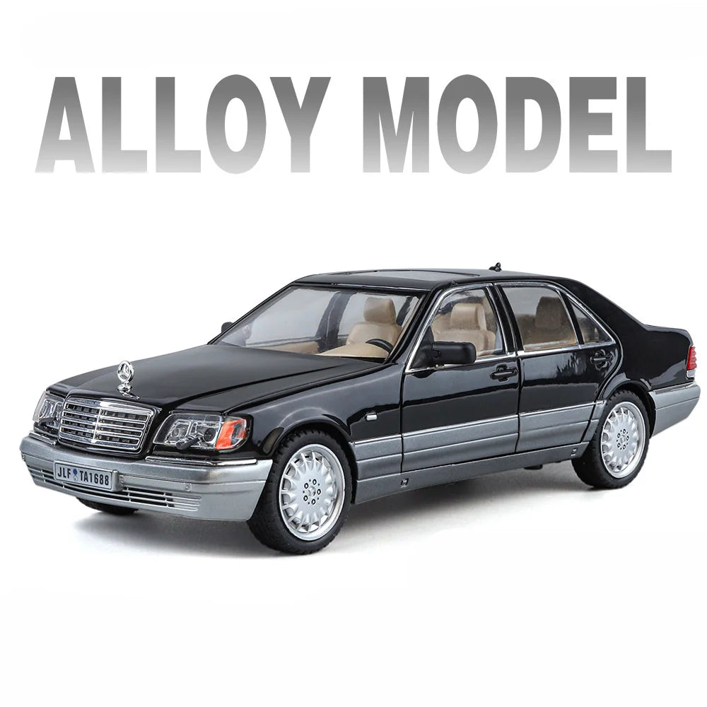 1:24 W140 S320 SEL Street Edition Alloy Classic Car Model Diecasts Metal Retro Old Vehicles Car Model Sound Light Kids Toys Gift