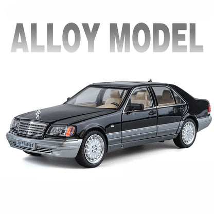 1:24 W140 S320 SEL Street Edition Alloy Classic Car Model Diecasts Metal Retro Old Vehicles Car Model Sound Light Kids Toys Gift