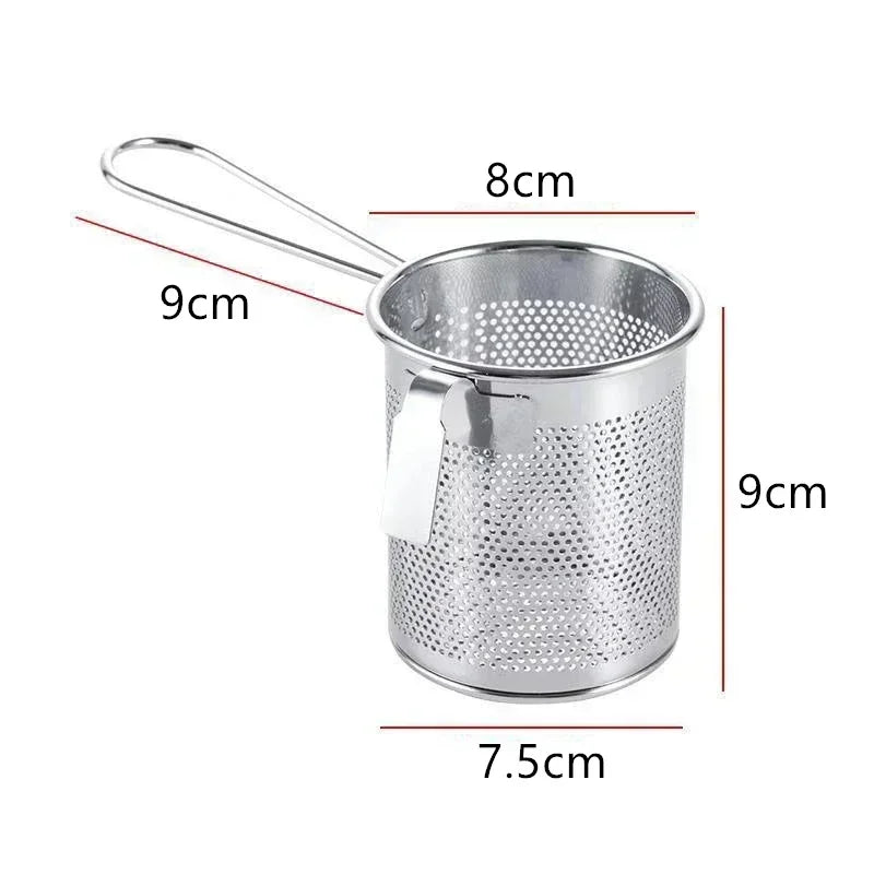 304 Stainless Steel Hot Pot Strainer Boiling Pig Vermicelli Brain Strainer with Sieve Hook Scooping and Boiling Noodles Funnel