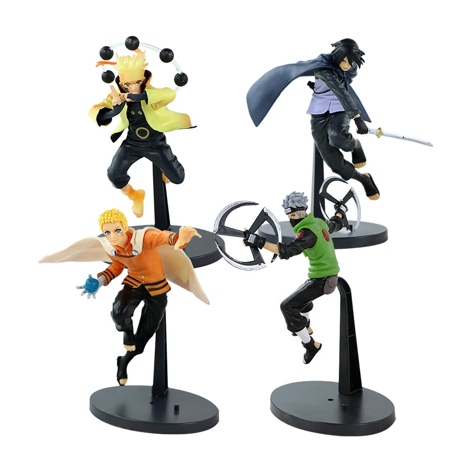 1-4pcs 19cm Naruto Anime Figure Uzumaki Naruto Kakashi Uchiha Sasuke Cartoon Action Figurine PVC Collectible Model Toy