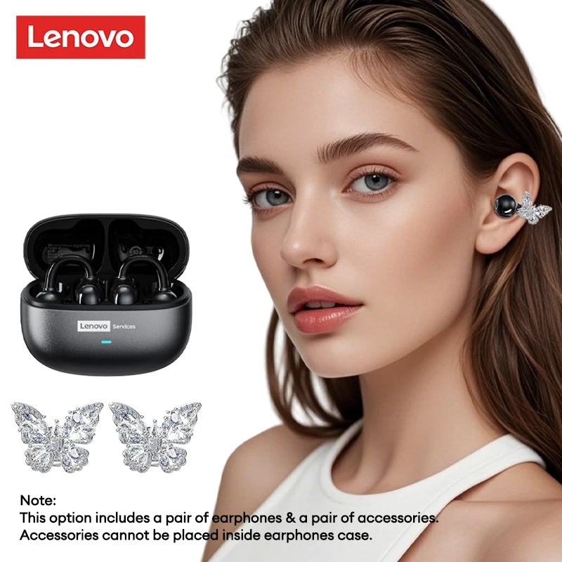 Choice Lenovo LE302 OWS Ear Clip Wireless Earphones Low Latency HD Call Bluetooth Headphones HiFi Music Sport Fashion Earbuds