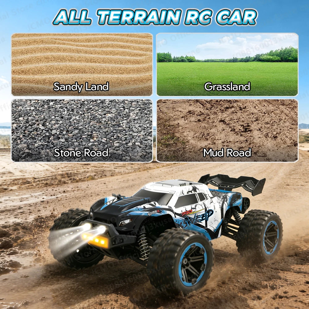 JCMO 1:16 90KM/H 4WD RC Car With LED Lights 2.4G Radio High Speed 50KM/H Brushless/Carbon Motor Remote Control Off-Road Cars Toy