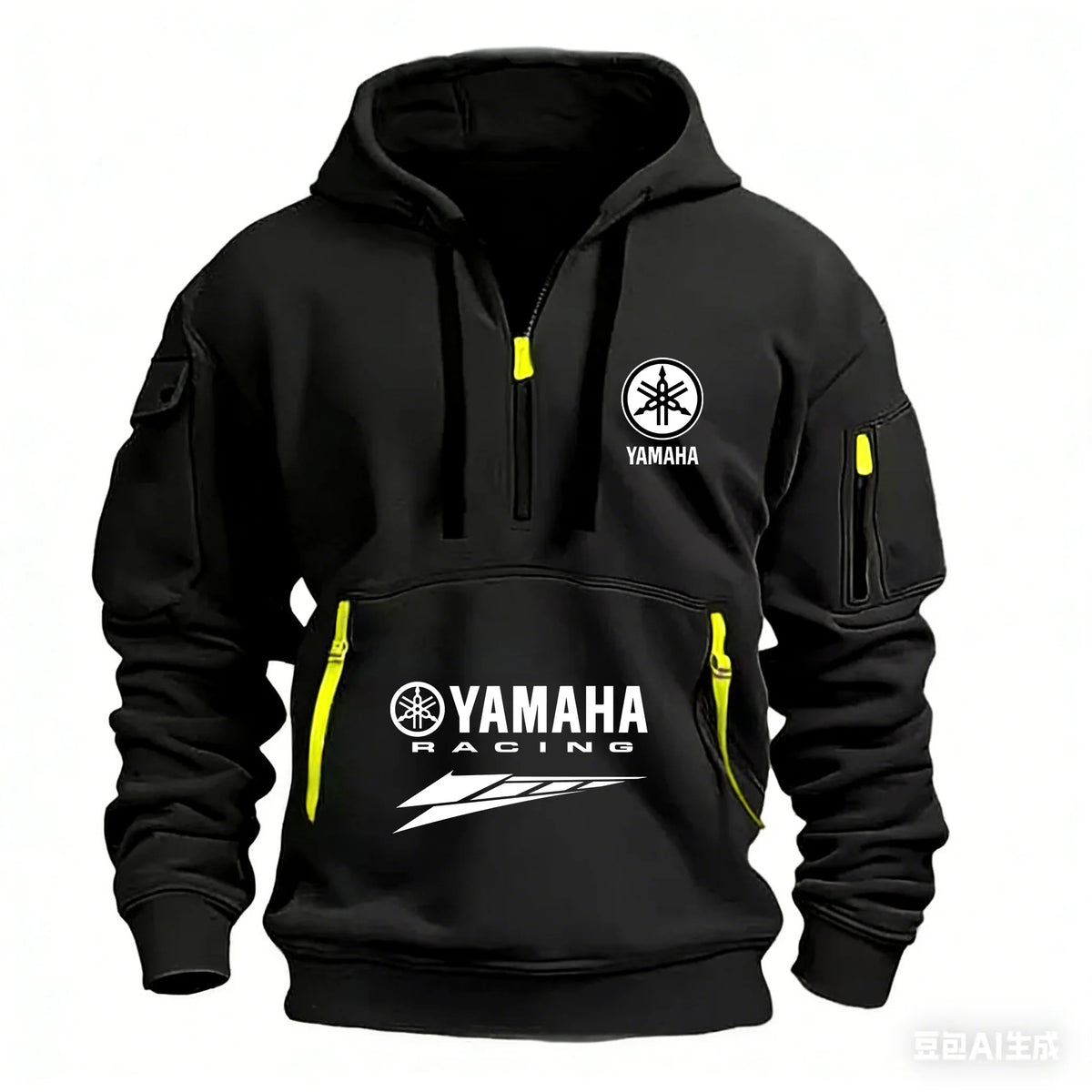 2026 New Yamaha Logo Racing Motorcycle Racing Outdoor Sports Men's Half Zipper Pocket Women's Large Hoodie