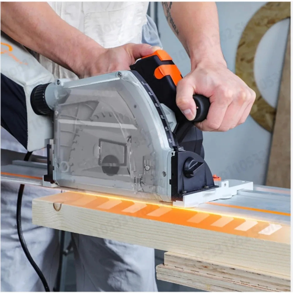 110V SJ-55 Brushless Track Saw 2KW 55mm Depth 6470RPM 6-Speed Plunge Saw for Wood Aluminum Plastic Dust Free with Quick Safety