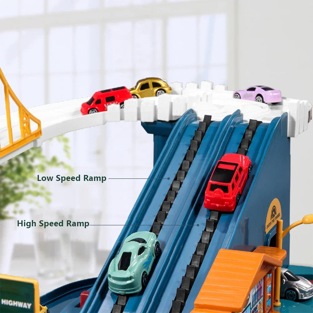 Race Track Car City High Way Service Station Car Route Switching Toys Educational Puzzles Car Slot Toys for Kids Birthday Gifts