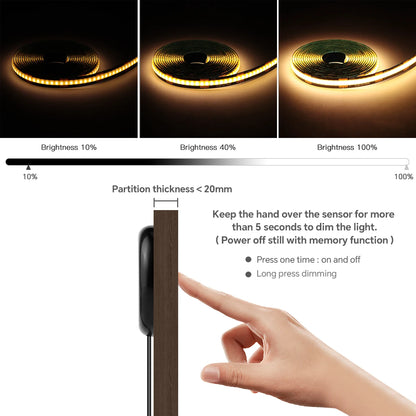 12V Acoustic Wall Panel Decor Lamp More Covert Dimmable Black PCB COB Light Strip With Touch Swtich,For TV Cabinet Backlight
