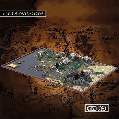 UCS Rings Famous Movie Moc The Middle Earth Map Building Blocks Principal Locations Technology Bricks Display Model Toys Gifts