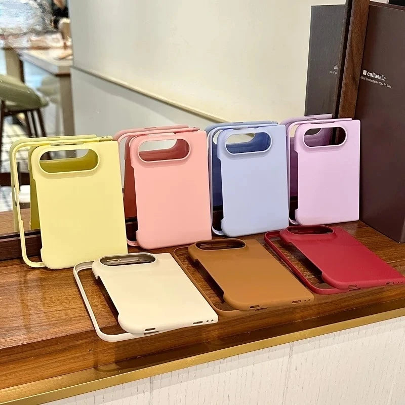 For iPhone Duo Case Fashion Solid Pure Color Frosted Slim Matte Phone Case for iPhone Duo 18 Fold Hard Shockproof Back Covers
