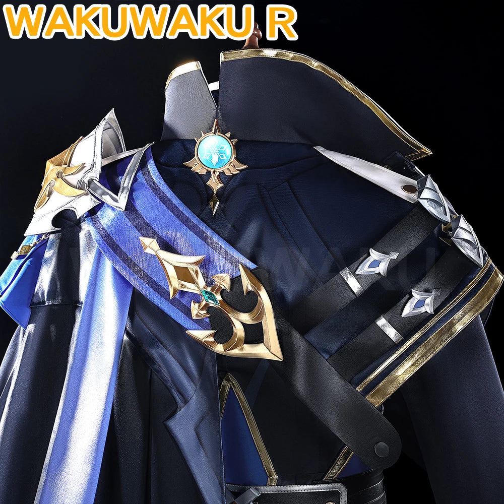 【Ready For Ship】Lohen Cosplay Costume Game Genshin Impact【S-2XL】WakuWaku-R Men Lohen Halloween Knights of Favonius Wig Plus Size