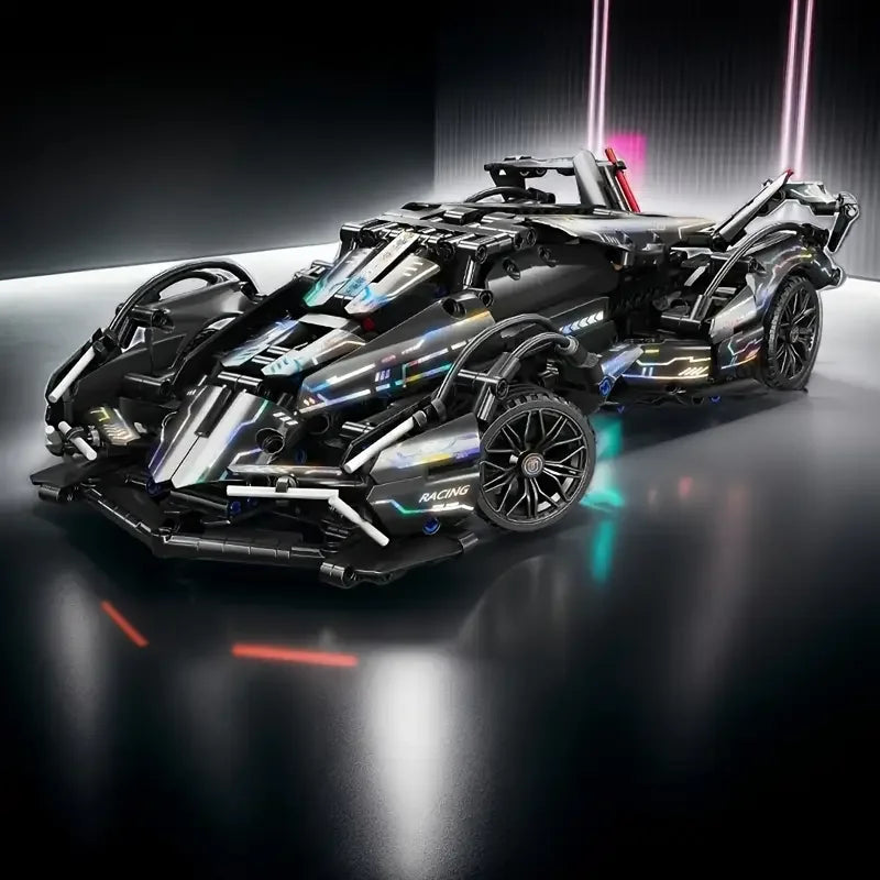 600pcs Cool Sports Car Building Blocks, Stylish, Sleek Black Racing Car. Challenging to assemble! The perfect Christmas gift.