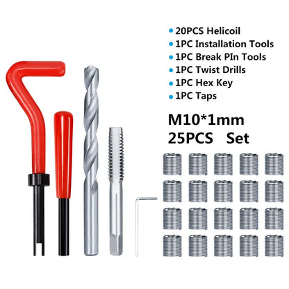 XCAN Thread Repair Kit M3 M4 M5 M6 M8 M10 M12 M14  Screw Thread Inserts For Restoring Damaged Threads Repair Tools Drill Bit