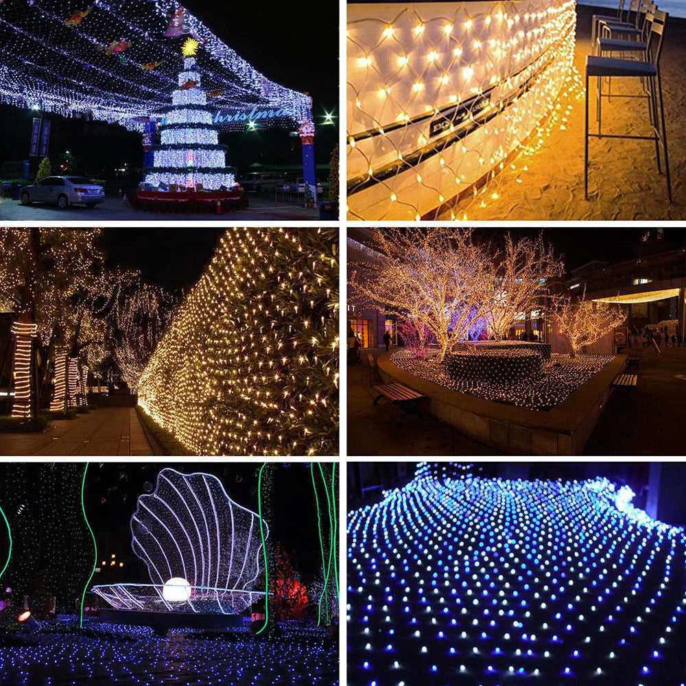 1.5x1.5M 3x2M 6x4M 8x10M LED Net Mesh Fairy String Light with Plug Outdoor Garden Wedding Decoration Home  LED Curtain Light