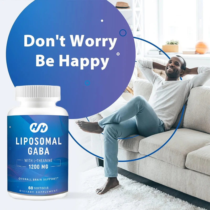 GABA Contains High Concentration Theanine Supplement 1200mg High Bioavailability Liposome Adult 60 Capsules