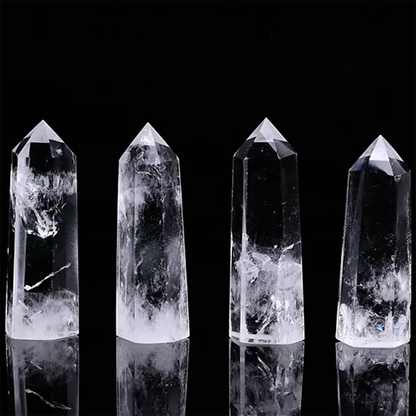 Natural Transparent Quartz Column Transparent Delicate White Crystal Hexagonal Obelisk 50-80mm Wandstone Room Decoration Gift