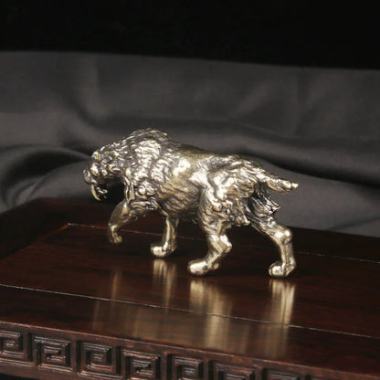 Brass Ancient Beast Sword Teeth Tiger Desktop Ornament Tiger Bronze Carving Craft Ornament Bronze Ware Home Decor Sculpture