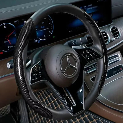 2026 Laser Carbon Fiber Silicone Car Steering Wheel Cover 1K Micro Fiber Leather PVC Wheel Booster Cover Non-Slip Universa