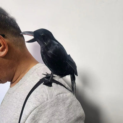 Halloween Simulation Crow Shoulder Crow with Elastic Band Dance Cosplay Costume Accessories Crow Props Holiday Ornaments
