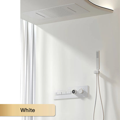 Luxury intelligent digital display brass shower system Black wall mounted design Dual control of cold & hot Hidden bathroom Tap