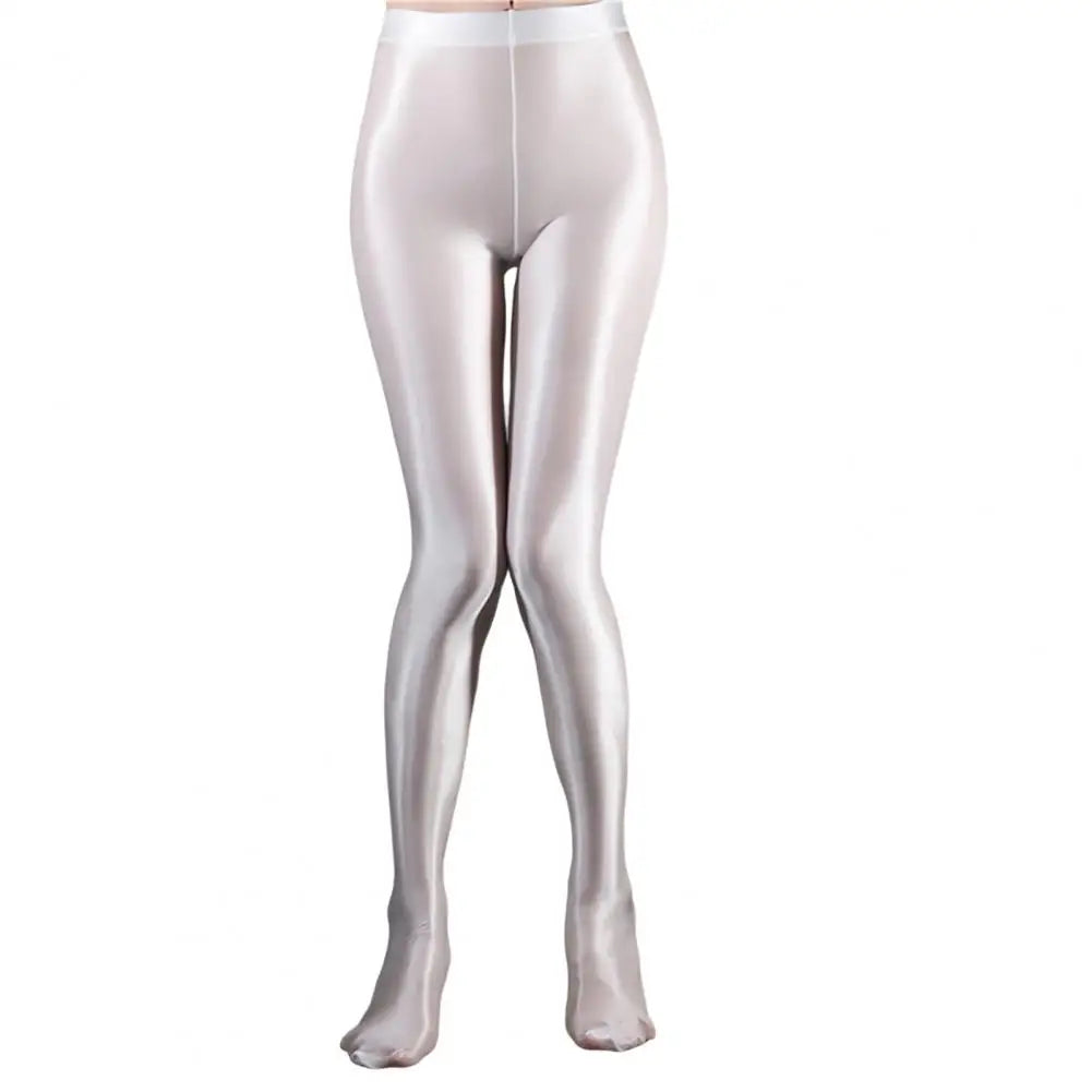 Stage Performance Leggings Glossy Shiny High Waist Fitness with Socks Stage Show Skinny Yoga Trousers Women Clothing