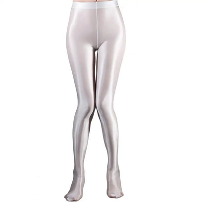 Stage Performance Leggings Glossy Shiny High Waist Fitness with Socks Stage Show Skinny Yoga Trousers Women Clothing