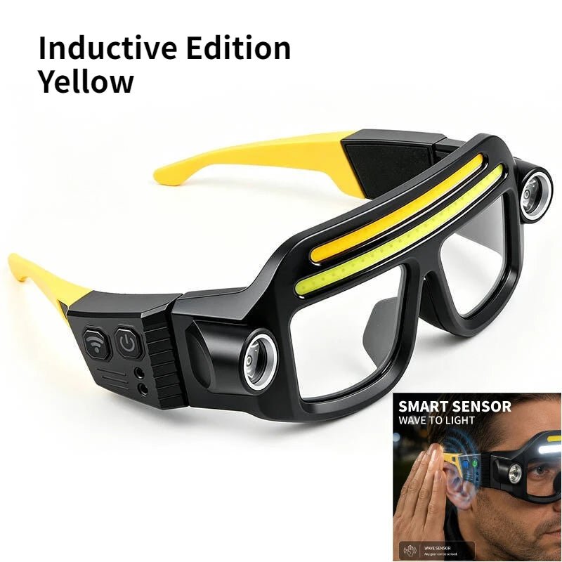 Rechargeable COB LED Glasses Headlight TYPE C Waterproof Lightweight Adjustable Angle Work Lamp for Car Maintenance Repair