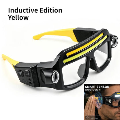 Rechargeable COB LED Glasses Headlight TYPE C Waterproof Lightweight Adjustable Angle Work Lamp for Car Maintenance Repair