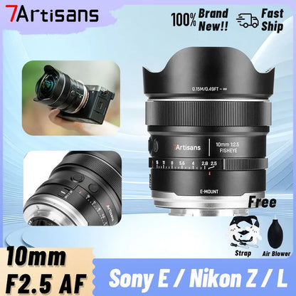 7artisans 10mm F2.5 MAX AF Full Frame Large Aperture Fisheye Auto Camera Lens for Sony E FE Nikon Z Panasonic Lumix Sigma L