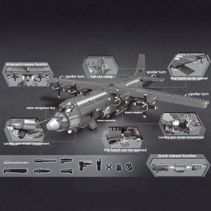 Military Army Bricks Series The AC130 Aerial Gunboat Set WW2 US Plane Building Blocks Classic Model Plane Educational Toys