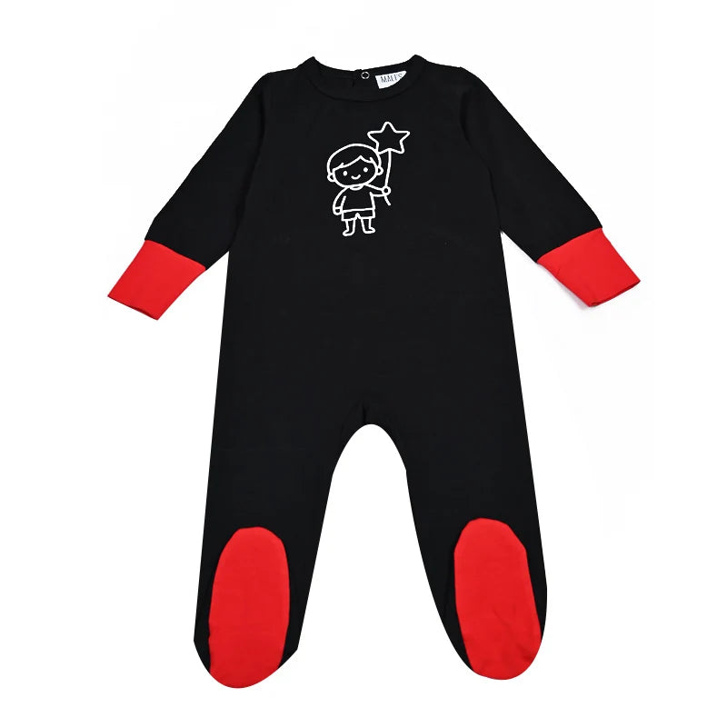 Summer/Spring Children's Pajamas Family Matching Boy and Girls Set Girl Nightgown Baby Romper Red Cuffs