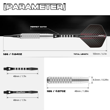 MageRabbit 12 Pack Soft Tip Darts, Professional 18 Gram Plastic Tip Dart Sets with  15pcs Aluminum Shafts 30 Dart Tips