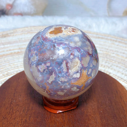 Natural Crystal Blue Flowe Agate Sphere Druzy Geode Painting Gemstones Mineral Energy Home Decorations Room Decor Gift